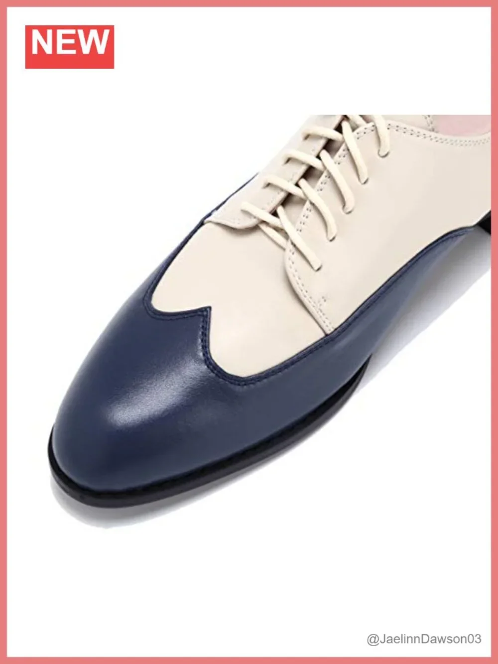 Women's Pointed-Toe Wintip Oxford Shoes Open-Vamp Vintage Lace-Up Block Heel